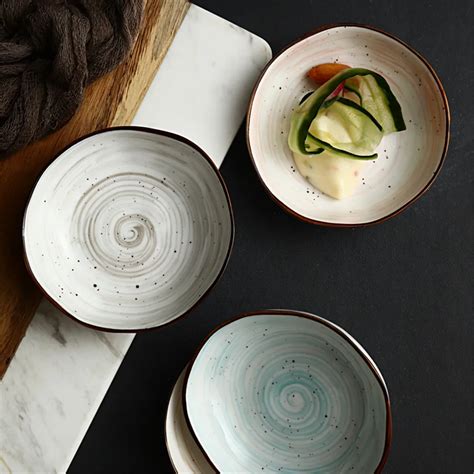 Japanese Sauce Dish Ceramic Round Thread Plate Seasoning Soy Sauce Bowl Vinegar Dishes Ketchup ...
