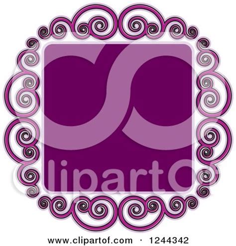 Clipart of a Purple Swirl Frame Border - Royalty Free Vector Illustration by Lal Perera #1244342