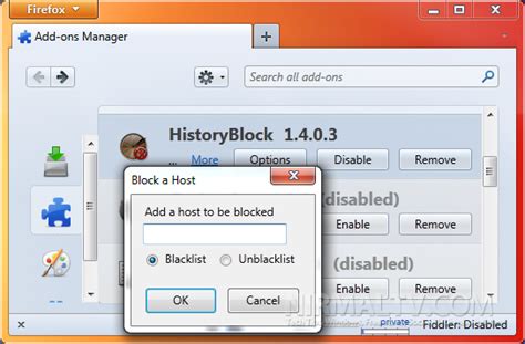 Block Specific Domains in Firefox History using HistoryBlock [Add-on]