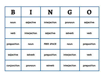 Parts of Speech BINGO! by Share the Love | Teachers Pay Teachers