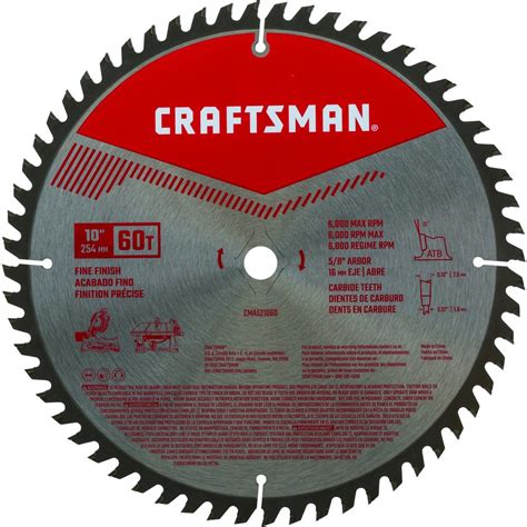 CRAFTSMAN 10-in 60-Tooth Carbide Miter/Table Saw Blade at Lowes.com