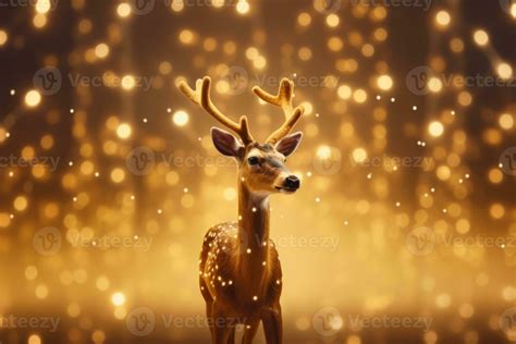 Christmas deer on bokeh lights background. Generative AI 32489690 Stock Photo at Vecteezy