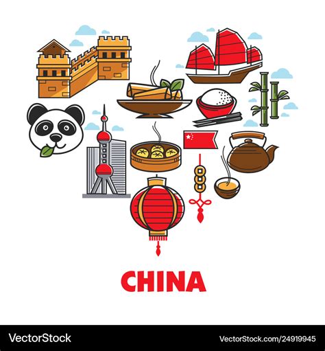 China national symbols chinese culture traveling Vector Image