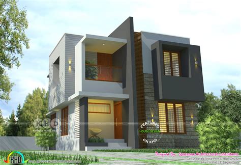 4 BHK modern style small double storied home rendering - Kerala Home ...