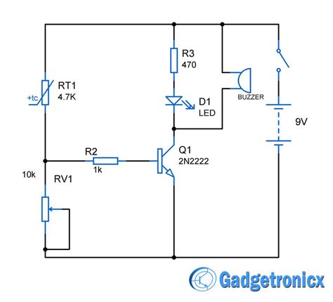 Heat sensor circuit Diagram - Gadgetronicx | Circuit diagram, Circuit design, Circuit