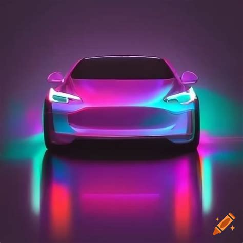 Neon-colored tesla car on Craiyon