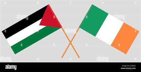 Crossed flags of Palestine and Ireland. Official colors. Correct ...