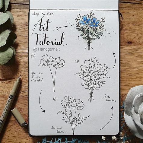 @Handgemalt | Linktree | Flower drawing tutorials, Flower drawing, Art ...