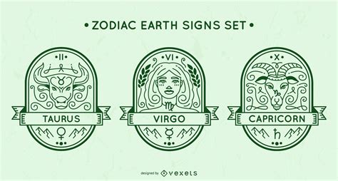 Zodiac Earth Signs Set Vector Download