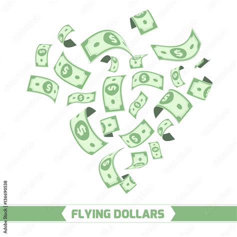 Flying dollars. Isolated on white background. Stock Vector | Adobe Stock