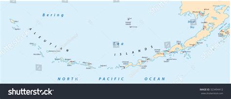 Aleutian Islands Map Stock Vector 323494412 - Shutterstock