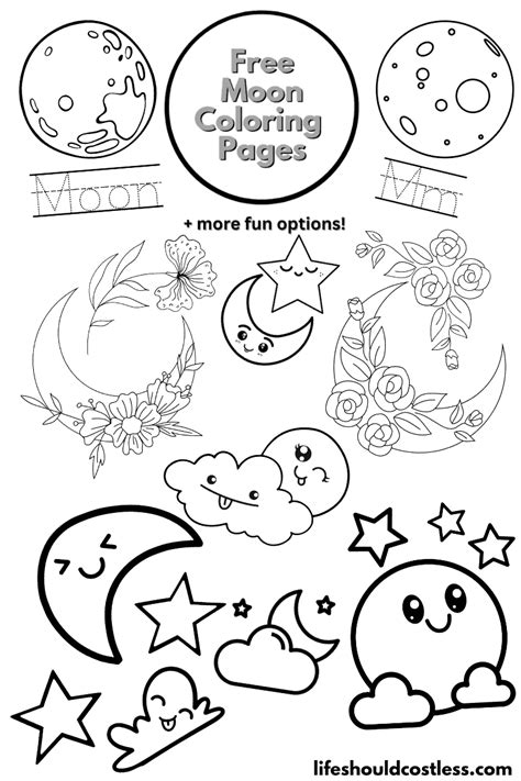 Moon Coloring Pages (free PDF prints) - Life Should Cost Less