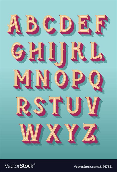 Original retro font alphabet Royalty Free Vector Image