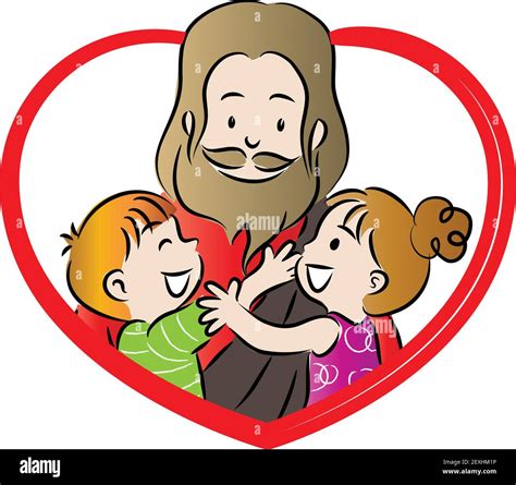 Dibujos animados Jesucristo abraza a los niños Imagen Vector de stock - Alamy