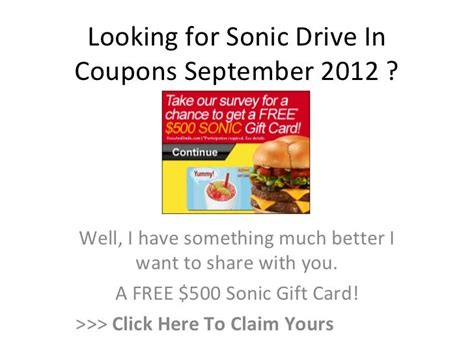 Sonic Drive In Coupons September 2012