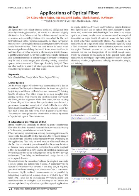 (PDF) Optical Fiber: Key Applications in Communication and Sensing