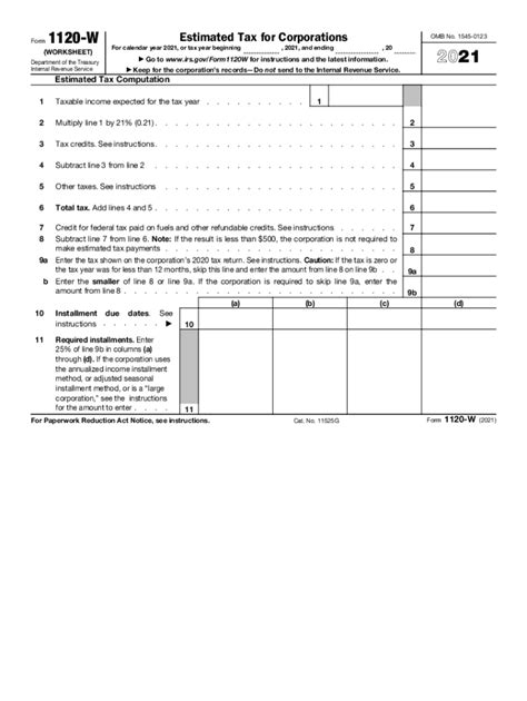 IRS 1120-W 2021 - Fill out Tax Template Online | US Legal Forms