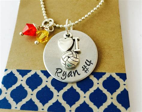 Volleyball Necklace Hand Stamped Volleyball Necklace Volleyball Mom Necklace Girls Volleyball ...