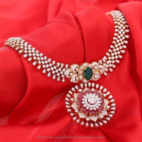 Latest Model Diamond Necklace from Manubhai - South India Jewels