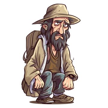 Hobo Clipart An Old Man With Hat And Backpack Sitting On His Back Cartoon Vector, Hobo, Clipart ...