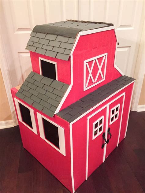 Cardboard Barn House • Vanilla Spring Design | Cardboard playhouse ...