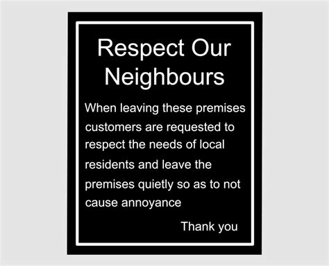 Respect Our Neighbours Bar Sign
