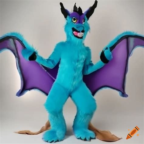 Anthro dragon fursuit in light blue and light purple