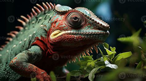 Close-up photo of a Chameleon looking in their habitat. Generative AI 29262497 Stock Photo at ...