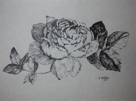 Items similar to Original 8x10 Pen and Ink Rose Drawing by Jenna De Troye on Etsy