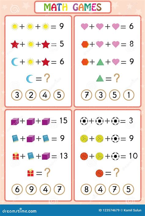 Mathematics Educational Game for Kids, Fun Worksheets for Children ...