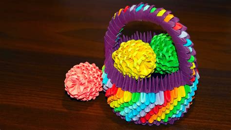 3D origami Easter egg to the basket of paper tutorial