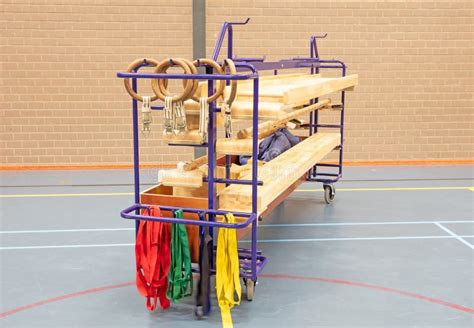 Modern Equipment in a School Gym Stock Photo - Image of holland, blue ...