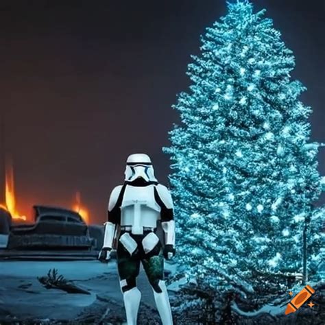 Christmas tree decorated by storm troopers