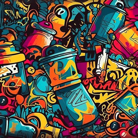 Graffiti pattern with street art elements Digital Art by Andre Petrov ...