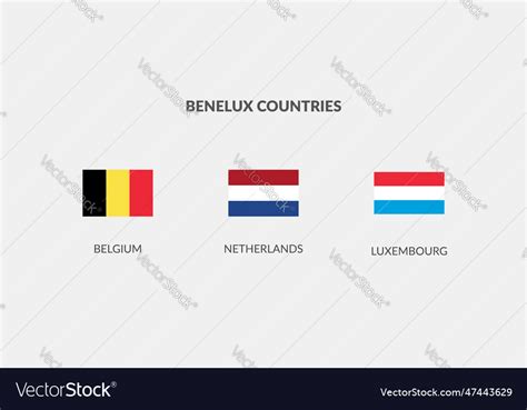 Benelux countries rectangle flag icon set Vector Image