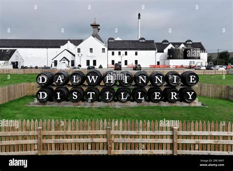 Dalwhinnie Whisky Distillery empty whisky barrels outside distillery ...