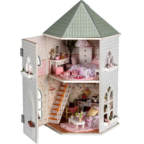 Kits Love Castle DIY Wood Dollhouse Miniature With Light And Furniture ...