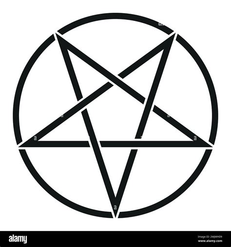 Pentagram in circle - vector illustration of simple five-pointed star in circle, isolated on ...