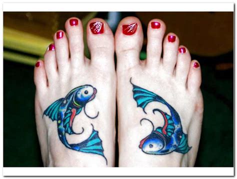 pisces zodiac tattoo on feet - Design of TattoosDesign of Tattoos