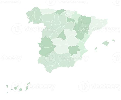 Spain map on the green color of regions and administrative map 23264300 PNG