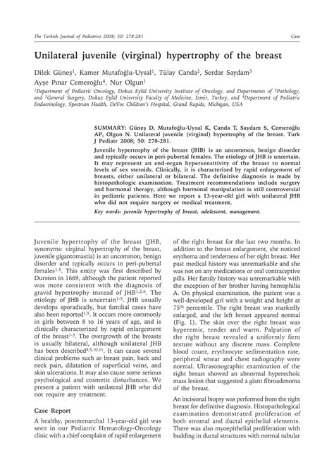 (PDF) Unilateral juvenile (virginal) hypertrophy of the breast