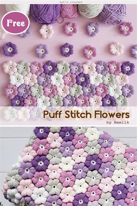 Crochet puff stitch flowers free pattern – Artofit