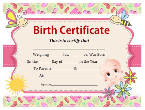 Official Birth Certificate Template