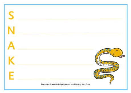 Snake Acrostic Poem Printable 1