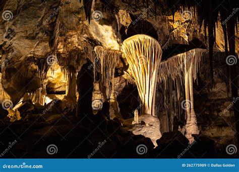 Cave with Stalactites and Stalagmites Calcium Carbonate Rock Formations ...