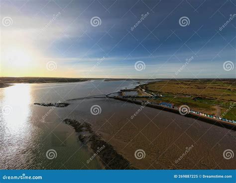 Sunset at the River Colne and Brightlingsea Beach in Essex Stock Image ...