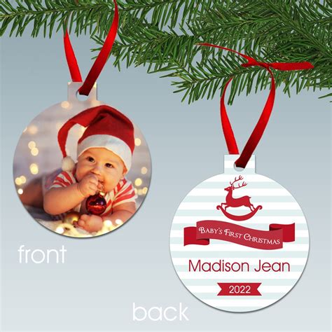 Babys First Christmas Personalized Aluminum Photo Ornament