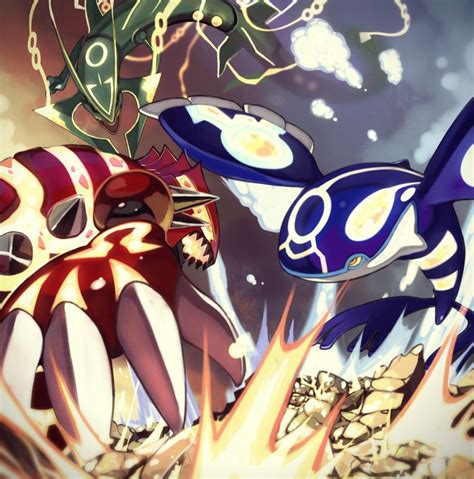 Primal Groudon, Primal Kyogre, and Mega Rayquaza | Pokemon rayquaza, Pokemon, Pokémon oras