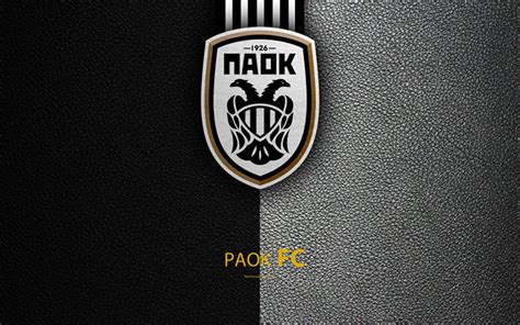 Download wallpapers PAOK FC, 4k, logo, Greek Super League, leather ...