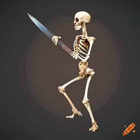 Rusty sword-wielding skeleton on Craiyon